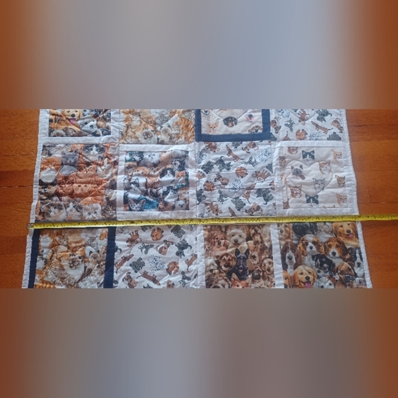 Quilt Colorblock Animal Dog Cat Print Reversible Patchwork Handmade Blanket - Picture 5 of 9